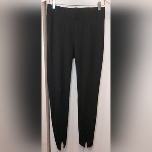 Halogen Black Knit Pull On Dress Pants Front Slit Size Small Career Preppy